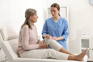 Senior patient discussing arthritis treatment options with healthcare provider