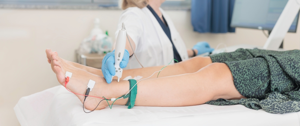 Diagnostic nerve conduction testing on patient's lower extremity
