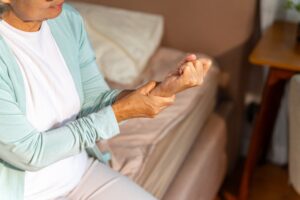 Patient undergoing peripheral neuropathy testing and evaluation