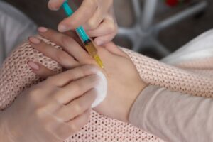 Medical team preparing stem cell therapy treatment for patient