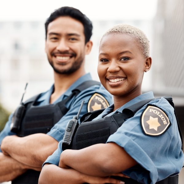 Happy,Police,,Team,And,Arms,Crossed,In,Confidence,For,City